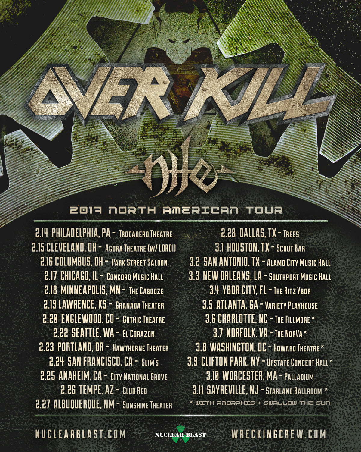 Overkill NA 2017 Tour